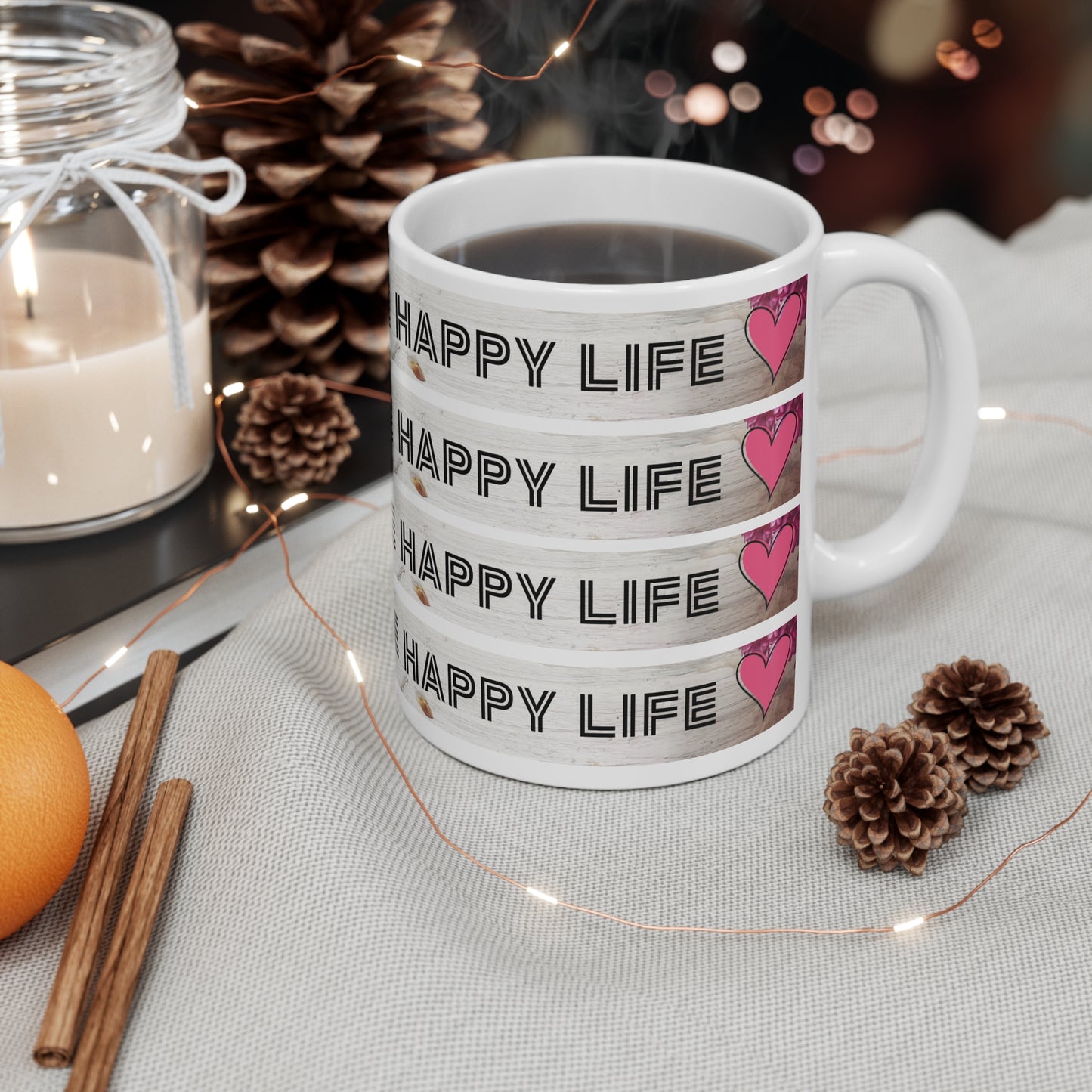 Happy Wife Happy Life Mug 110z, Ceramic, Dishwasher safe.