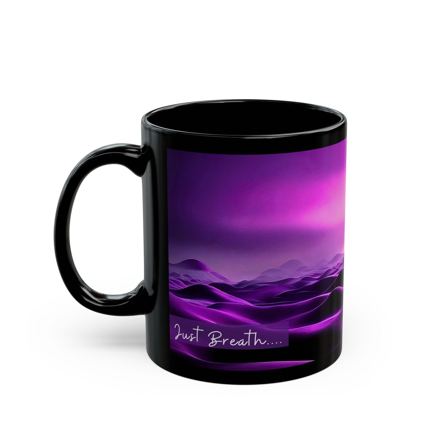Just Breathe 11oz Mug, Ceramic, Dishwasher safe.